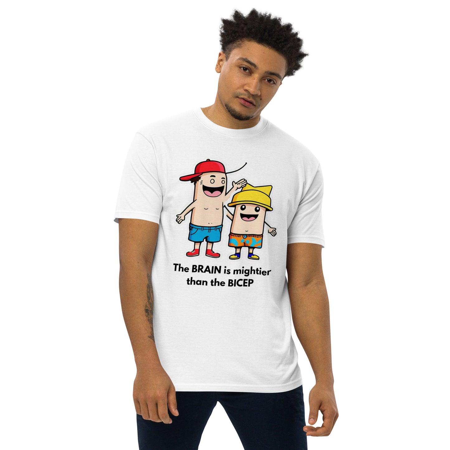 Brain Power Over Brawn Men’s premium heavyweight tee