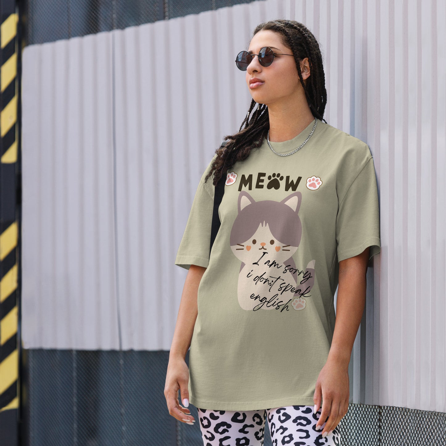 Purrfect Excuse Oversized faded t-shirt