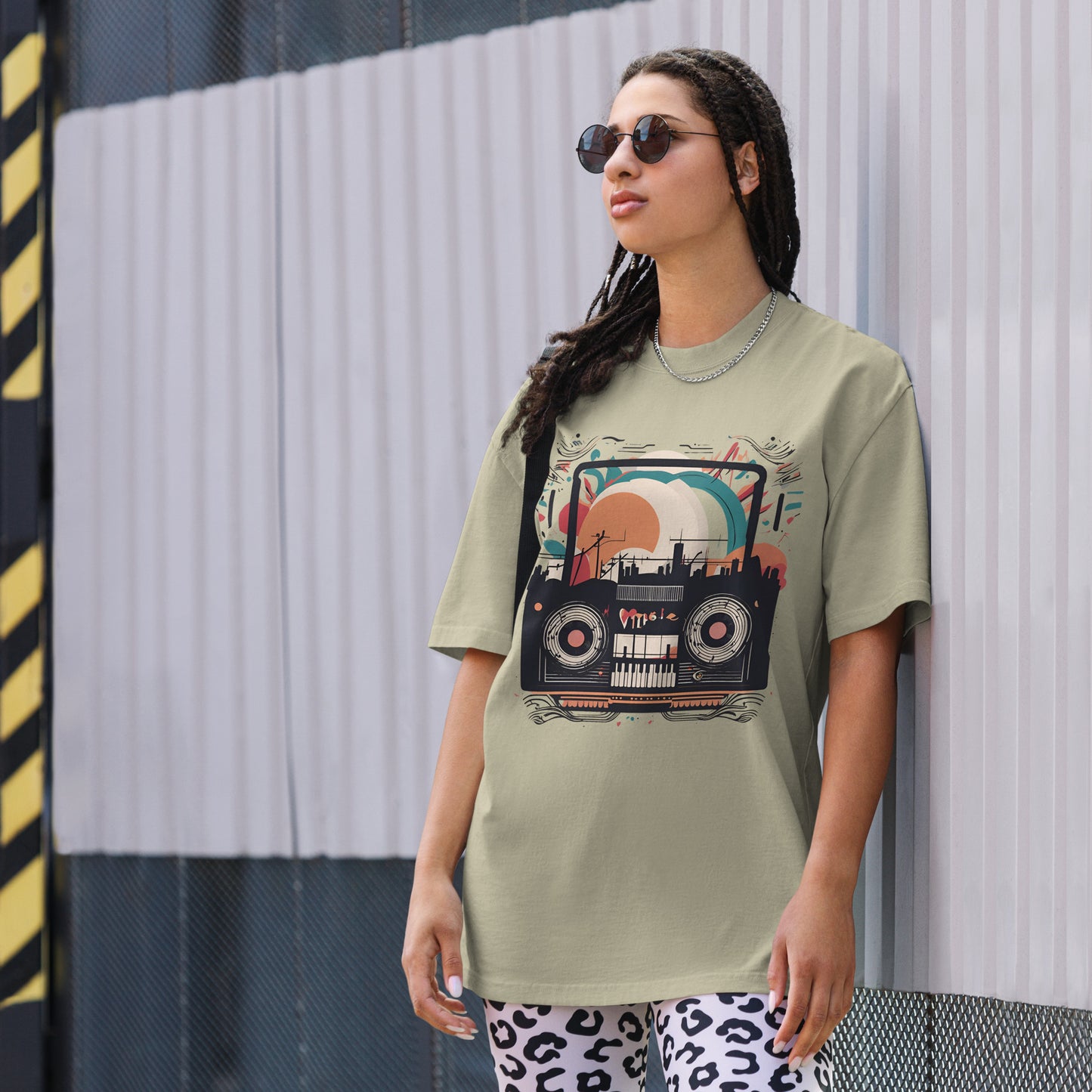 Oversized Retro Waves Faded T-shirt