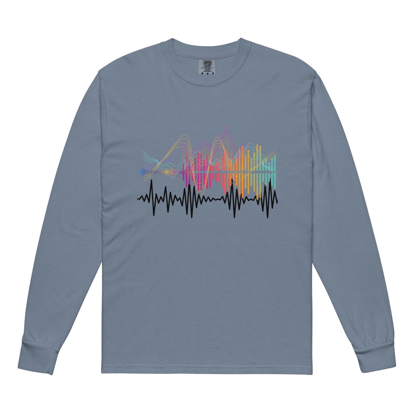 Harmonious Waves of Color - Garment-dyed heavyweight long-sleeve shirt