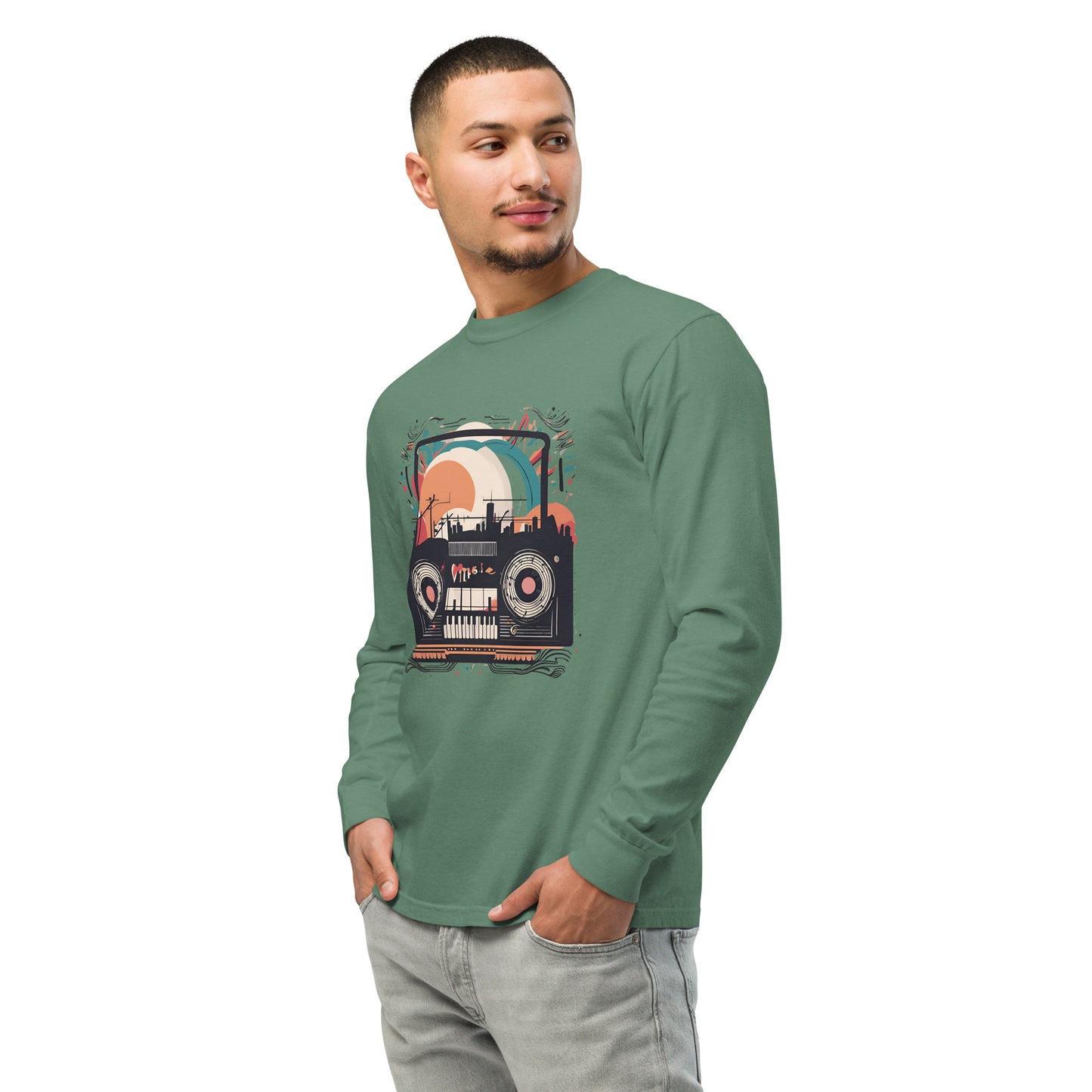 Retro Waves Garment-dyed heavyweight long-sleeve shirt