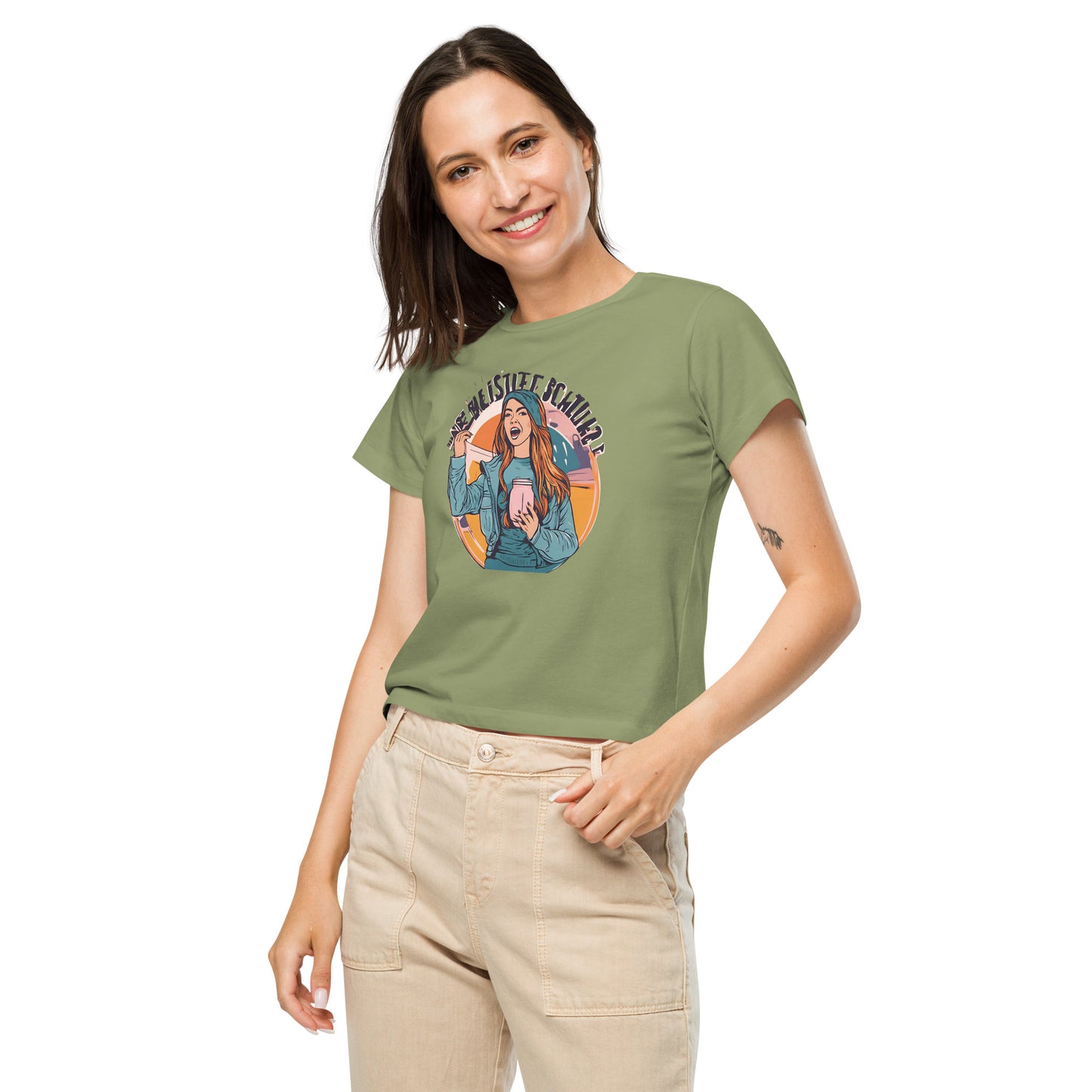 Bold Beauty Typo Flow Women’s high-waisted t-shirt