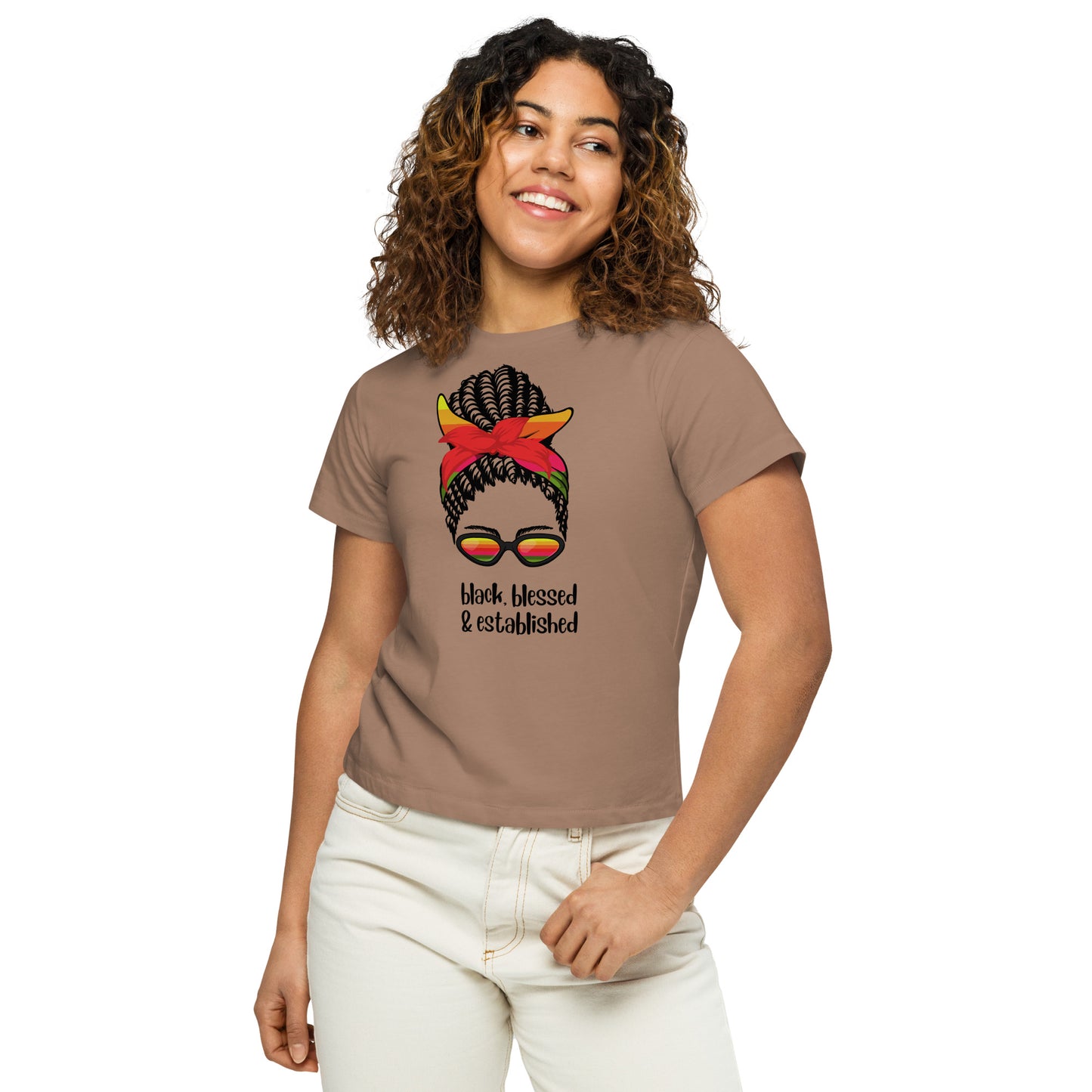 Ebony Emblem Women’s high-waisted t-shirt