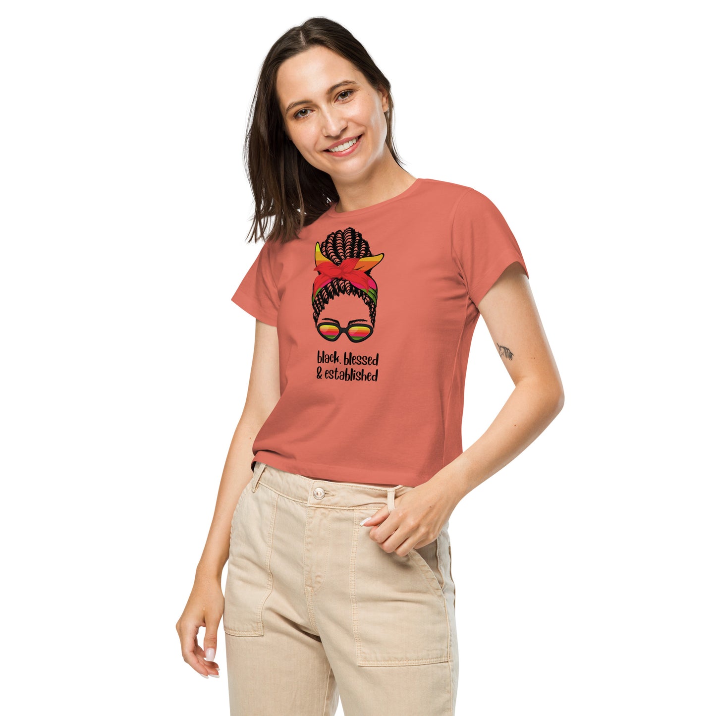 Ebony Emblem Women’s high-waisted t-shirt