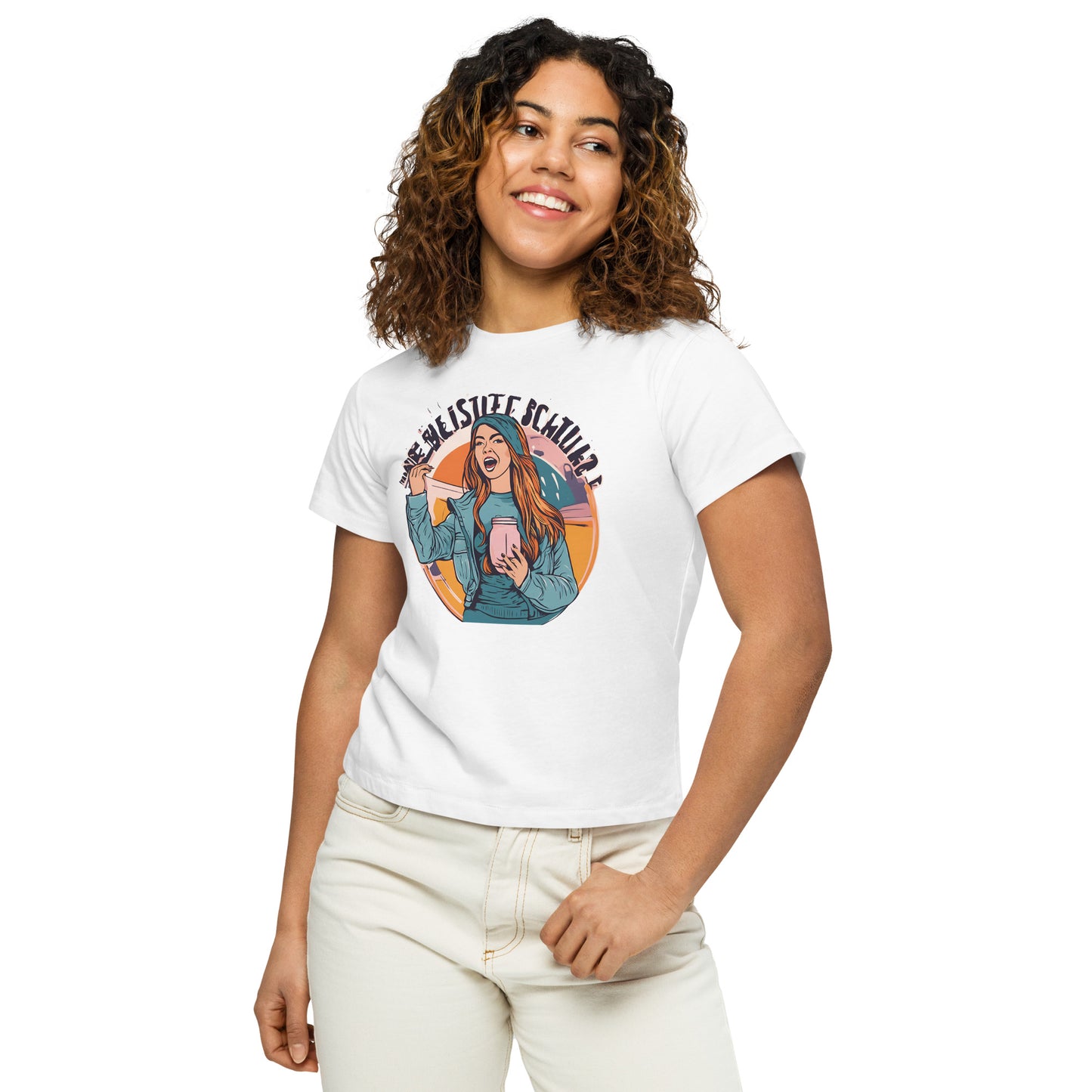 Bold Beauty Typo Flow Women’s high-waisted t-shirt